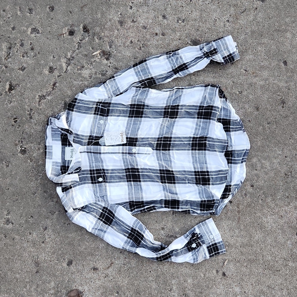 Black and White Girls Plaid Tunic Button Down - New With Tags